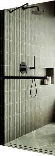 Душевая стенка MaybahGlass 89x195 MGD-732-6ш (прозрачное стекло/черный) - изображение в каталоге