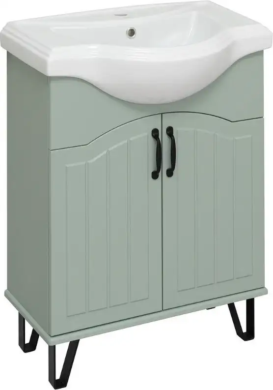 Runo Тумба с умывальником Runo Марсель 65 + Классик 65 (напольная, мята) – фото товара