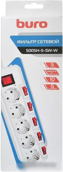 Сетевой фильтр Buro 500SH-5-SW-W – фото товара