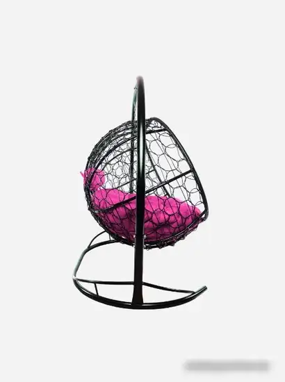 Подвесной диван M-Group Лежебока 11180408 (с черным ротангом/розовая подушка) – фото товара