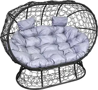Садовый диван M-Group Лежебока 11190409 (на подставке с черным ротангом/серая подушка) – изображение в каталоге