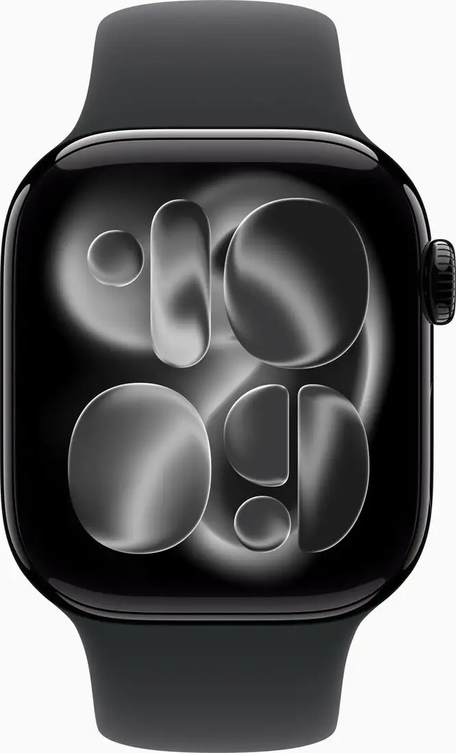 Умные часы Apple Watch Series 11 46 мм (алюминиевый корпус, черный/черный, спортивный силиконовый ремешок S/M) – фото товара