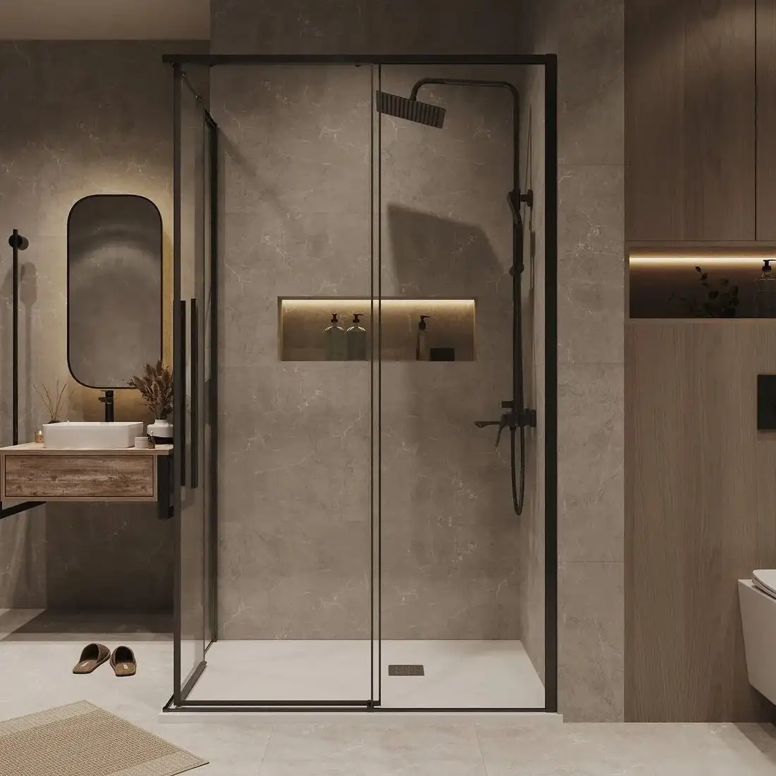 Душевой уголок Grossman Galaxy 80x70x195 300.K33.01.8070.42.00 (графит сатин/прозрачное стекло) - фото товара