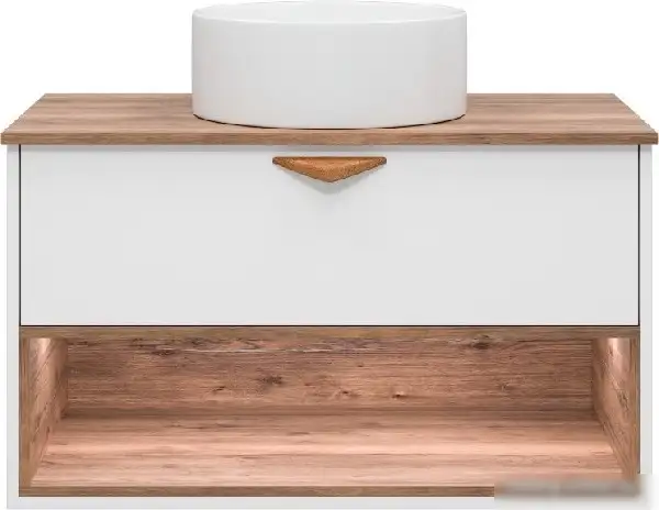 Brevita Тумба под умывальник Bergen 90 BER-07090-19-01-1Я (белый/темное дерево) – фото товара