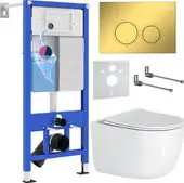 Унитаз подвесной Roxen Vortex в комплекте с инсталляцией StounFix Dual Fresh 6 в 1 968046 (кнопка: золото глянцевое) - изображение в каталоге