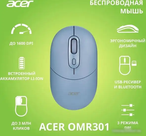 Мышь Acer OMR301 (синий) – фото товара