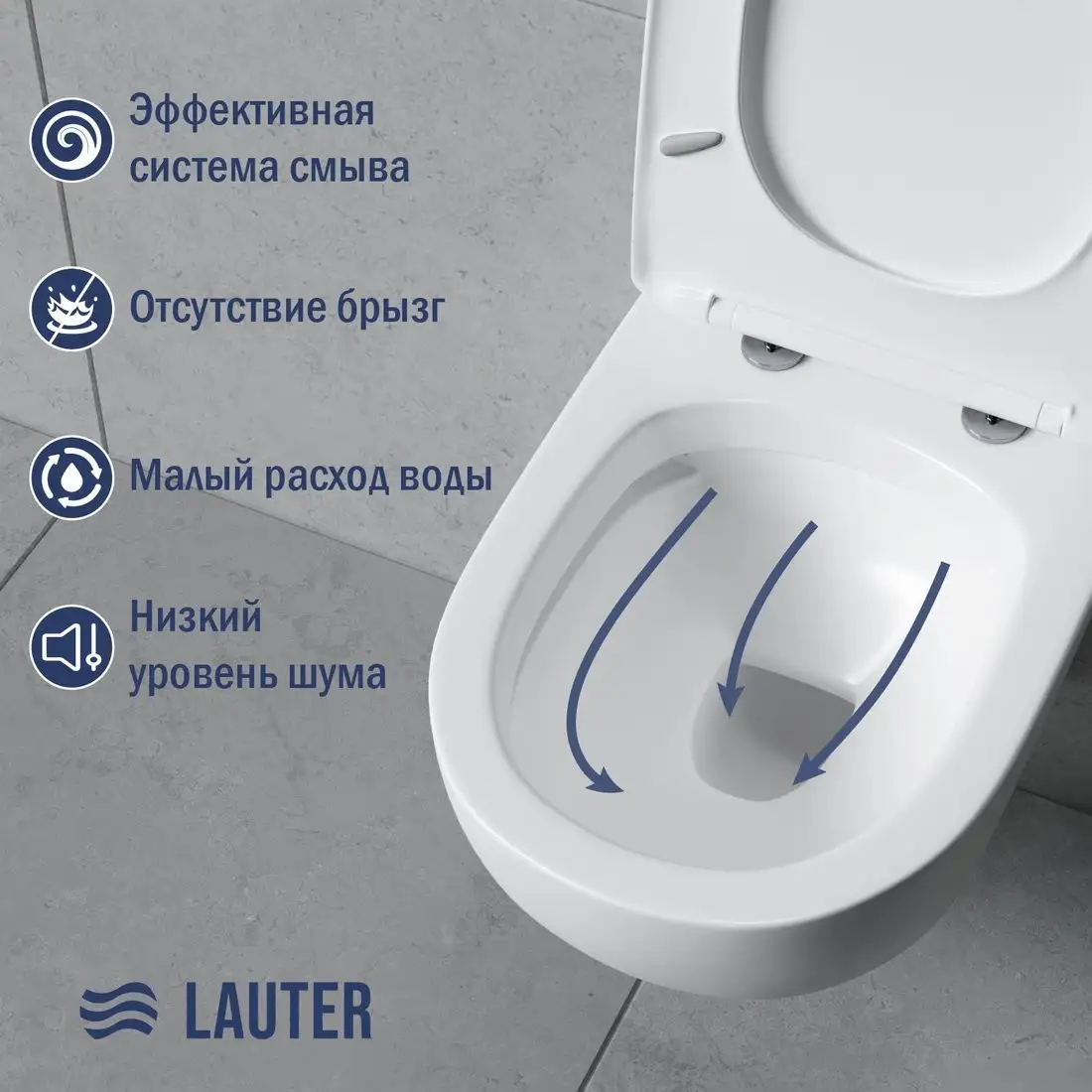 Унитаз подвесной Lauter Sulzdorf + 21901001 (белый с микролифтом) - фото товара