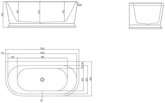 Ванна BelBagno BB408 150x80 - фото товара