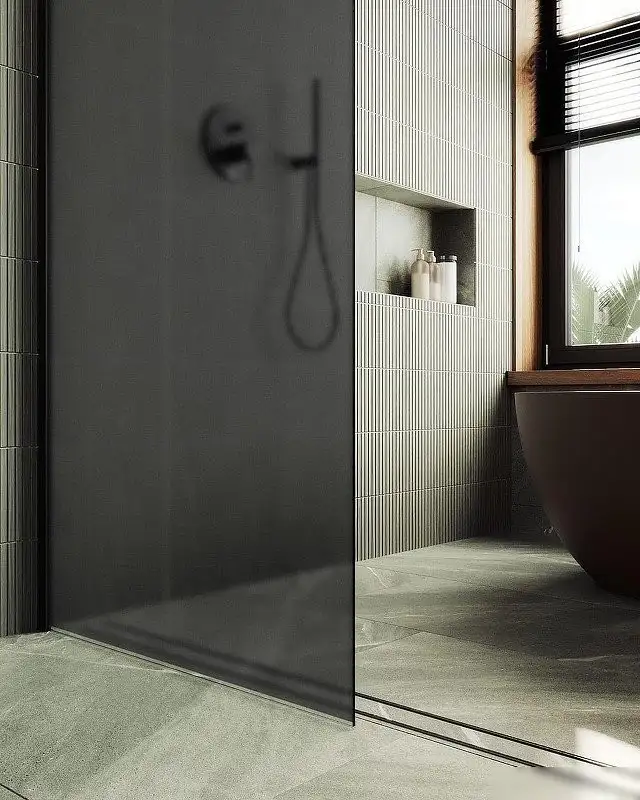 Душевая стенка MaybahGlass 99x195 MGD-1356-6ш (графитовое матовое стекло/черный) - фото товара