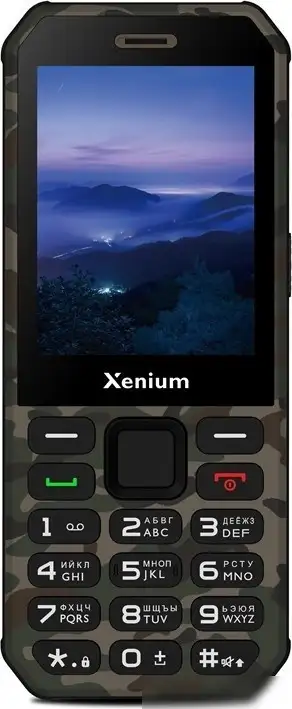 Кнопочный телефон Xenium X300 (зеленый камуфляж) – фото товара