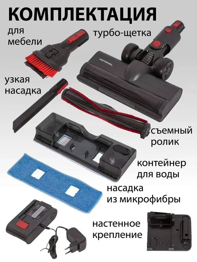 Пылесос National NH-VS1415 (красный) - фото товара