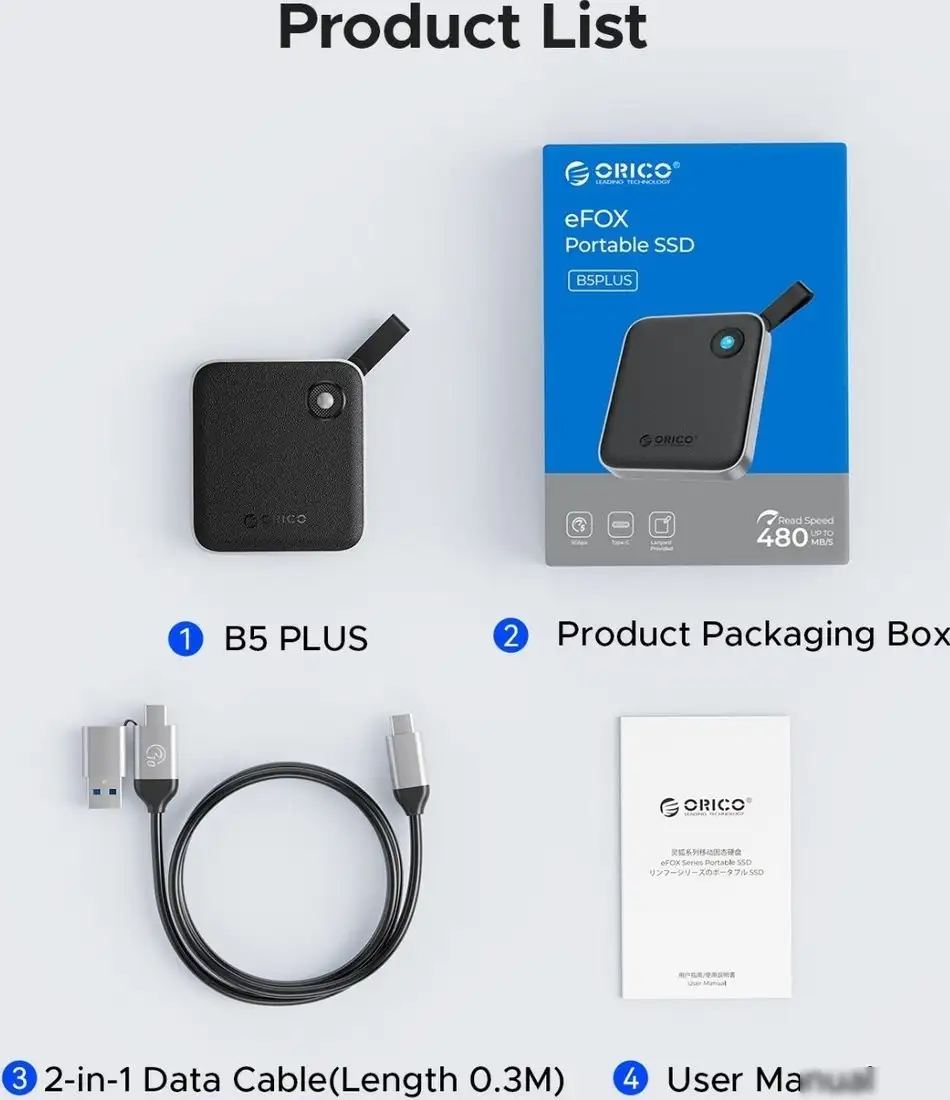 Внешний накопитель Orico B5 Plus 256GB (черный) – фото товара