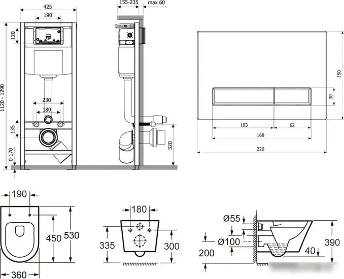 Унитаз Lavinia Boho Relfix Biore Rimless 6 в 1 75110178 (черный стекло) - фото товара