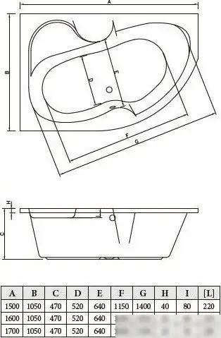 Ванна Bonito Home Arizona 150x105 L BH-AR-102-150L/Su+BH-AR-150L (с ножками и экраном) - фото товара