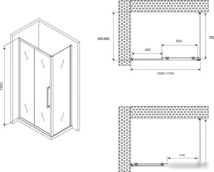 Душевой уголок Abber Schwarzer Diamant AG30110MH-S85M - фото товара