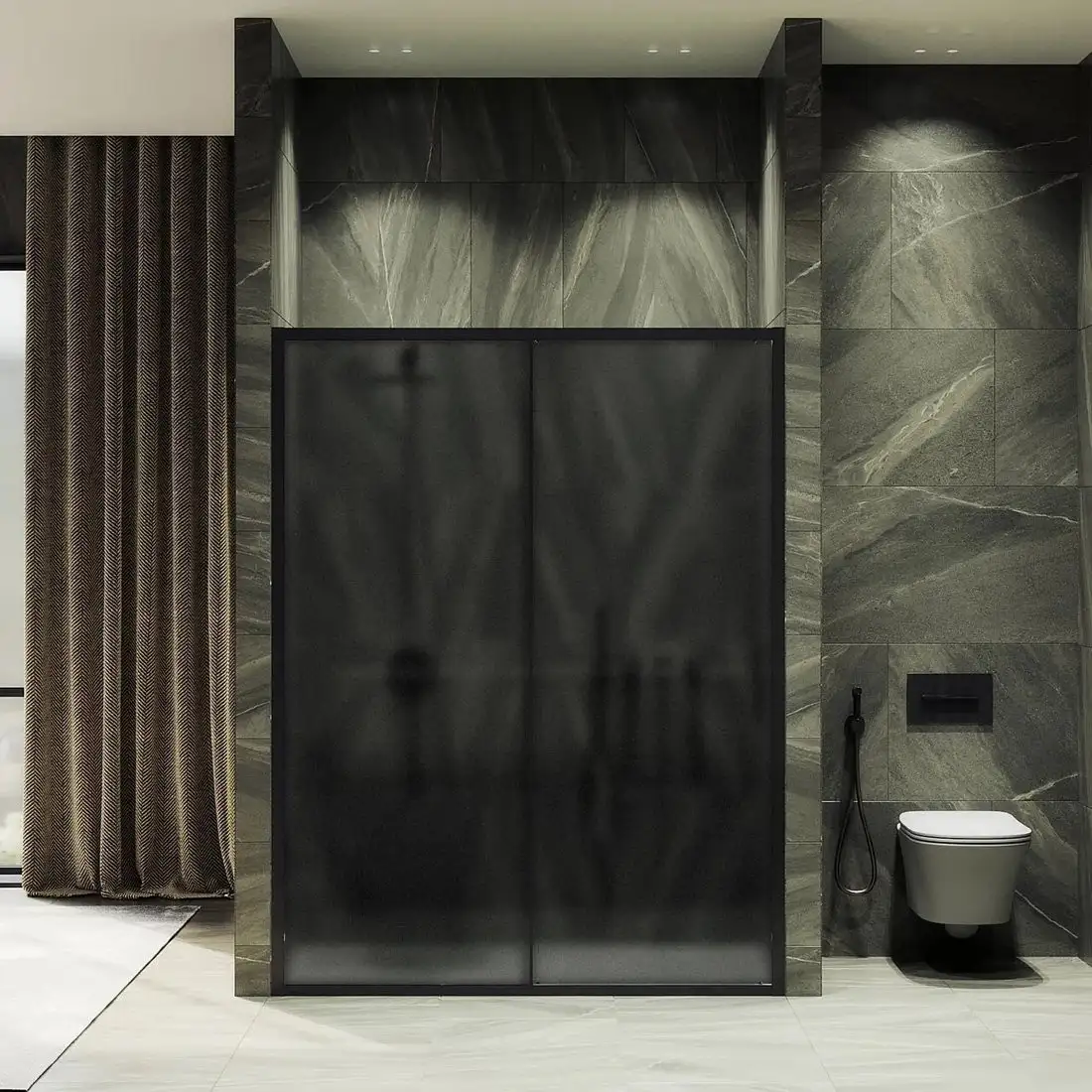 Душевая дверь MaybahGlass 195x150 MGD-1289-6 (графит матовый/черный) - фото товара