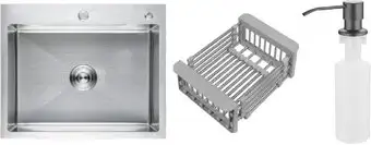 Кухонная мойка Schtoff Best Premium Silver 6050 + коландер KR-1 GREY + дозатор SD-1 GREY - изображение в каталоге