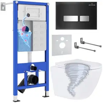 Унитаз подвесной Roxen Antares Tornado в комплекте с инсталляцией StounFix Dual Fresh 6 в 1 968397 (кнопка: черный глянцевый) - изображение в каталоге