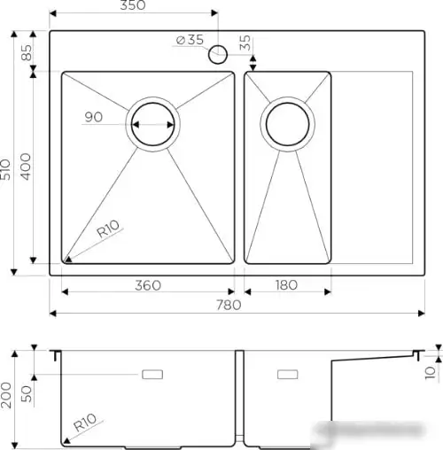 Кухонная мойка Omoikiri Akisame 78-2 IN-L - фото товара
