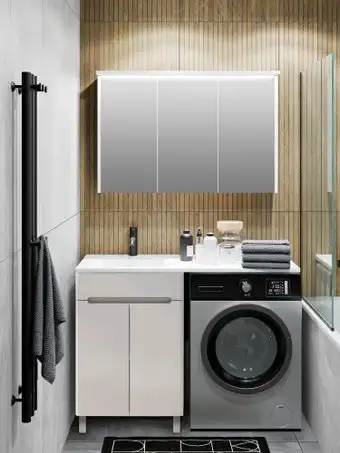 Runo Тумба с умывальником Runo Парма 60 + Гамма 120 лайт с правым крылом (напольная) – изображение в каталоге