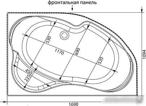 Ванна Aquanet Capri 170x110 R (с каркасом) - фото товара