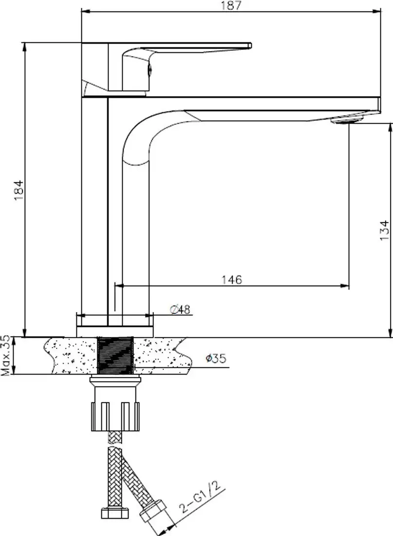 Умывальник Lauter 21441B + Reef 21CK678BS с сифоном 21635B (черный матовый) - фото товара