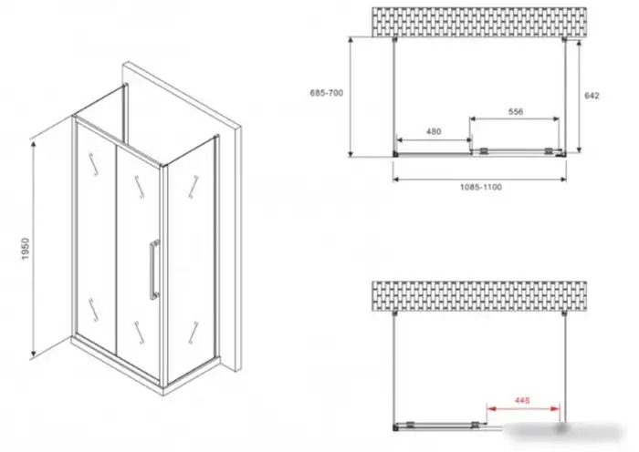 Душевой уголок Abber Schwarzer Diamant AG30110BMH-S70BM-S70BM - фото товара