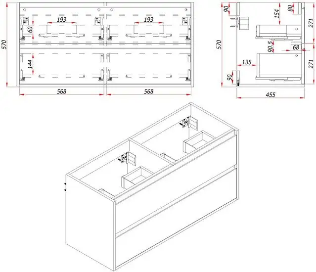 ЗОВ Тумба с умывальником Парма 120 P120LAN0MAMC1B-OL120 (антрацит/аттик) – фото товара