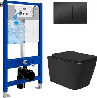 Унитаз подвесной Lauter Magdeburg 21103EC + 21901002 (кнопка прямоугольная, черный) - изображение в каталоге