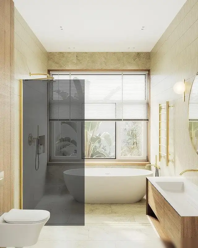 Душевая стенка MaybahGlass 99x195 MGD-1355-3ш (графитовое стекло/золото) - фото товара