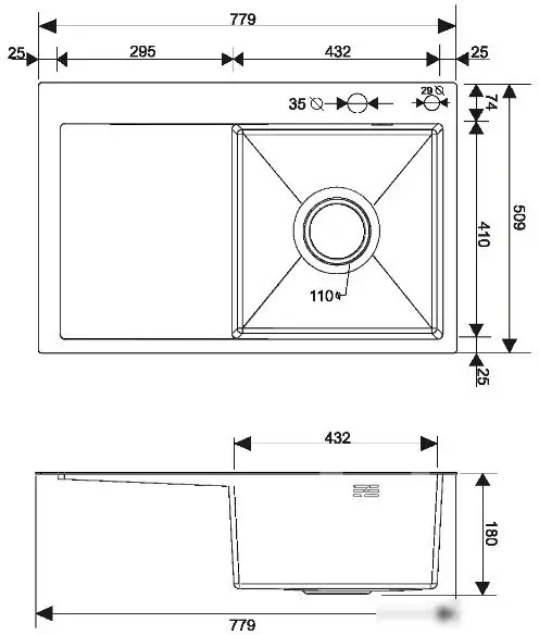 Кухонная мойка РМС MRK-7851R (с дозатором) - фото товара