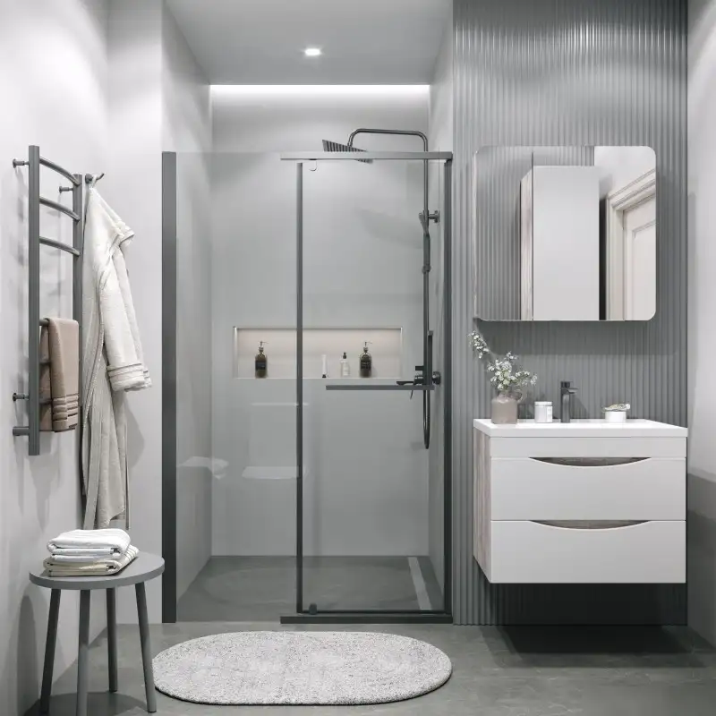 Душевая дверь Grossman Pragma 100x195 100.K33.03.100.42.00 (графит сатин/стекло прозрачное) - фото товара