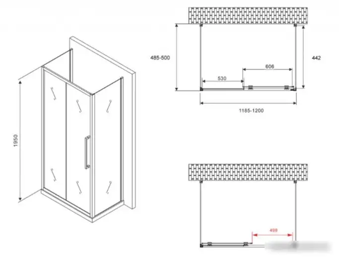 Душевой уголок Abber Schwarzer Diamant AG30120BH-S50B-S50B - фото товара