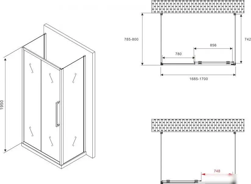 Душевой уголок Abber Schwarzer Diamant AG30170H-S80-S80 - подробное фото Душевой уголок Abber Schwarzer Diamant AG30170H-S80-S80 - фото товара