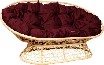 Садовый диван M-Group Мамасан 12850502 (бежевый ротанг/бордовая подушка)