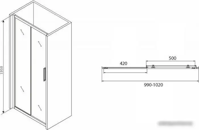 Душевая дверь Abber Schwarzer Diamant AG30100BH - фото товара