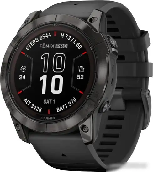 Умные часы Garmin Fenix 7X Pro Sapphire Solar (карбоново-серый титан/черный)