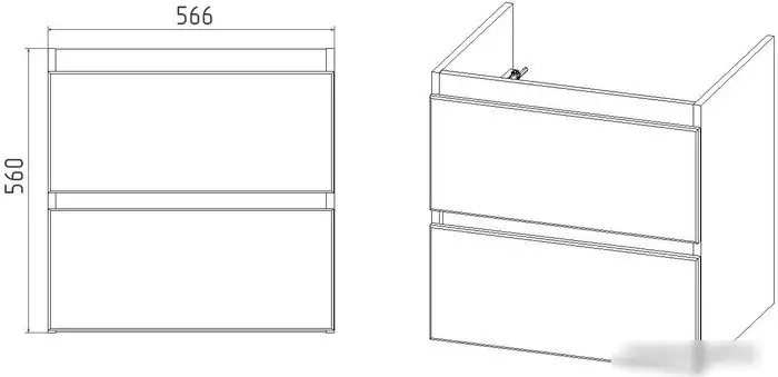 Viant Тумба под умывальник Мальта Como 60 VMAL60CO-T2YP – фото товара