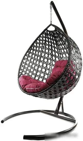 Подвесное кресло M-Group Капля Люкс 11030202 (коричневый ротанг/бордовая подушка) – фото товара
