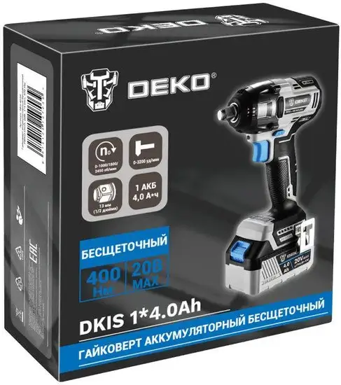 Гайковерт Deko DKIS20 063-4034 (с 1-им АКБ 4.0 Ач) – фото товара