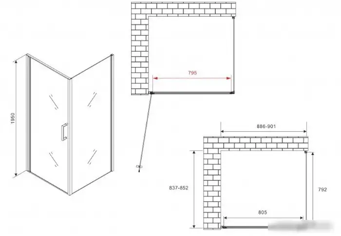 Душевой уголок Abber AG04090M-S85M - подробное фото Душевой уголок Abber AG04090M-S85M - фото товара