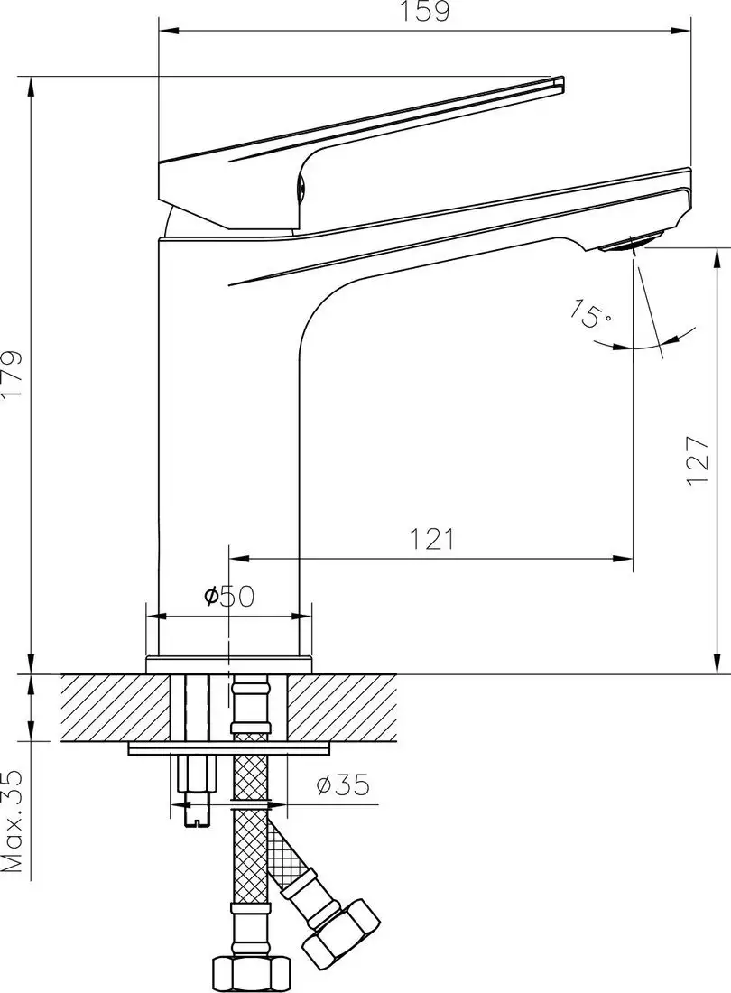 Умывальник Lauter 21370 + Sky 21СК533BS с сифоном 21635B (черный матовый) - фото товара