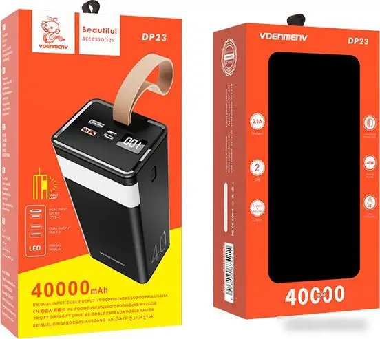 Внешний аккумулятор VDENMENV DP23 40000mAh (черный) – фото товара