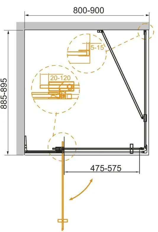 Душевой уголок Cezares SLIDER-AH-1-90-80/90-C-BORO - фото товара