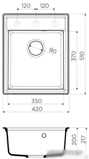 Кухонная мойка Omoikiri Daisen 42 BE - фото товара