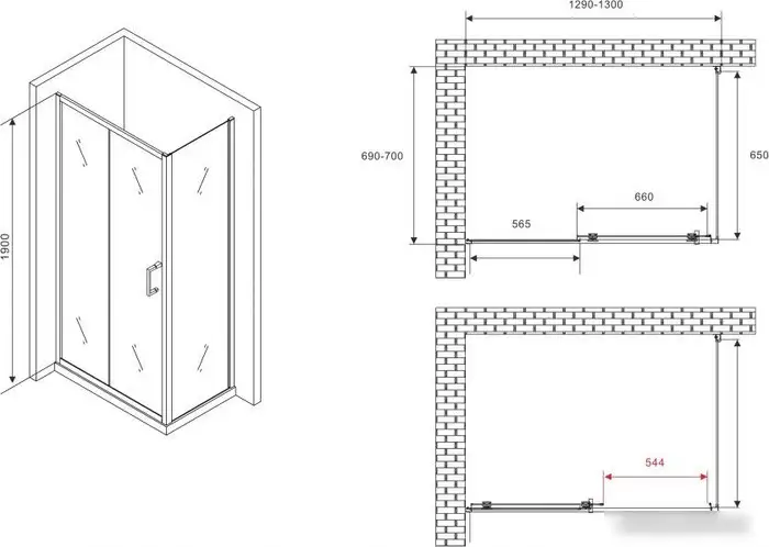 Душевой уголок Abber Schwarzer Diamant AG30130B5-S70B5 - фото товара