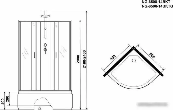 Душевая кабина Niagara NG-6508-14BKTG 90x90x210 - фото товара