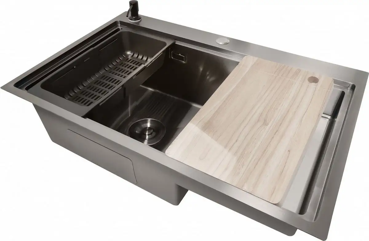 Кухонная мойка Stellar S6550NB-TU-L (нано черный, с доской) - фото товара