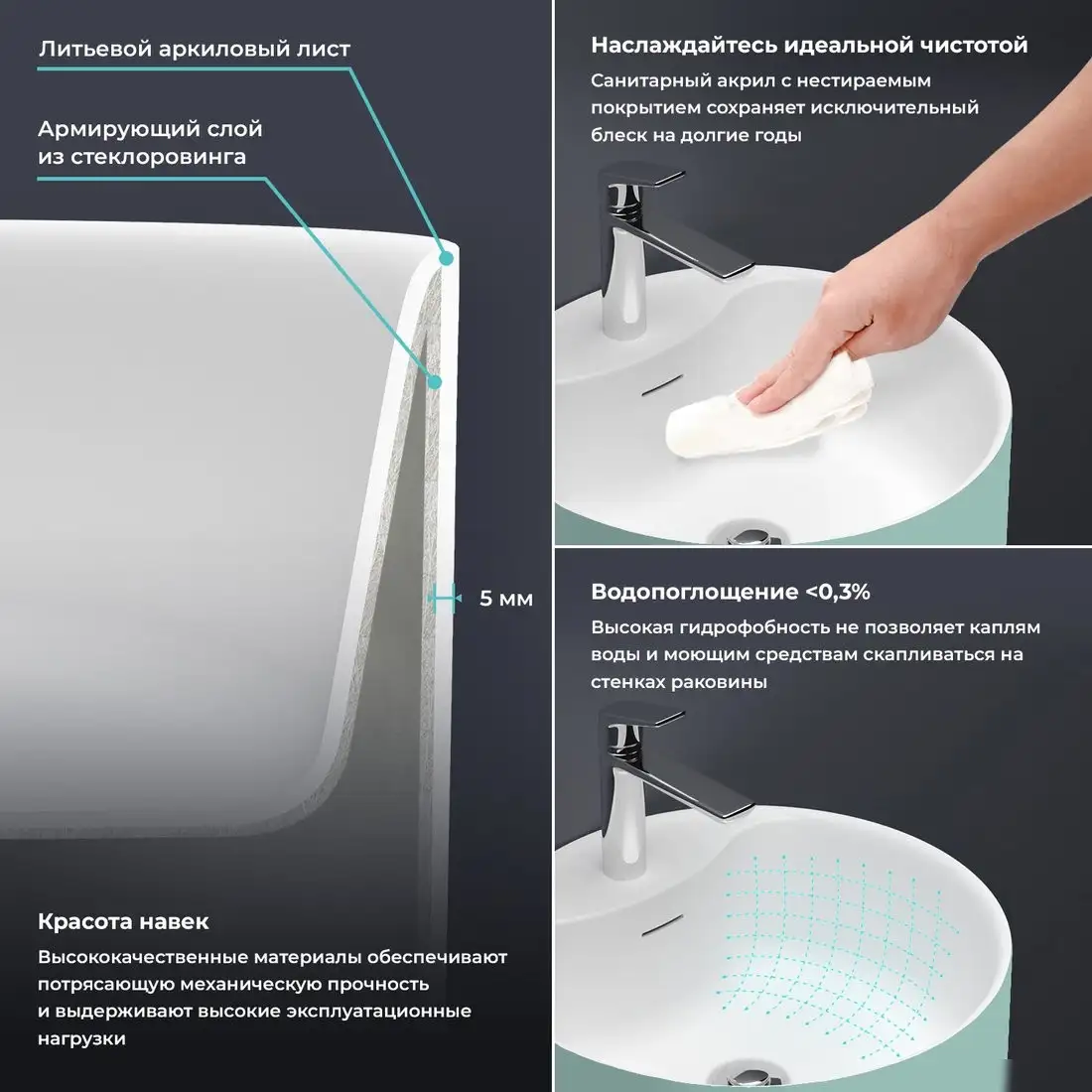 Умывальник Wellsee Chalice Perfection 230627000 (отдельностоящий, с отверстием под смеситель, цвет матовый светло-зеленый/глянцевый белый) - фото товара