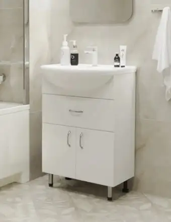 Mixline Тумба с умывальником Мистраль-60 555210 + Уют 60 – изображение в каталоге